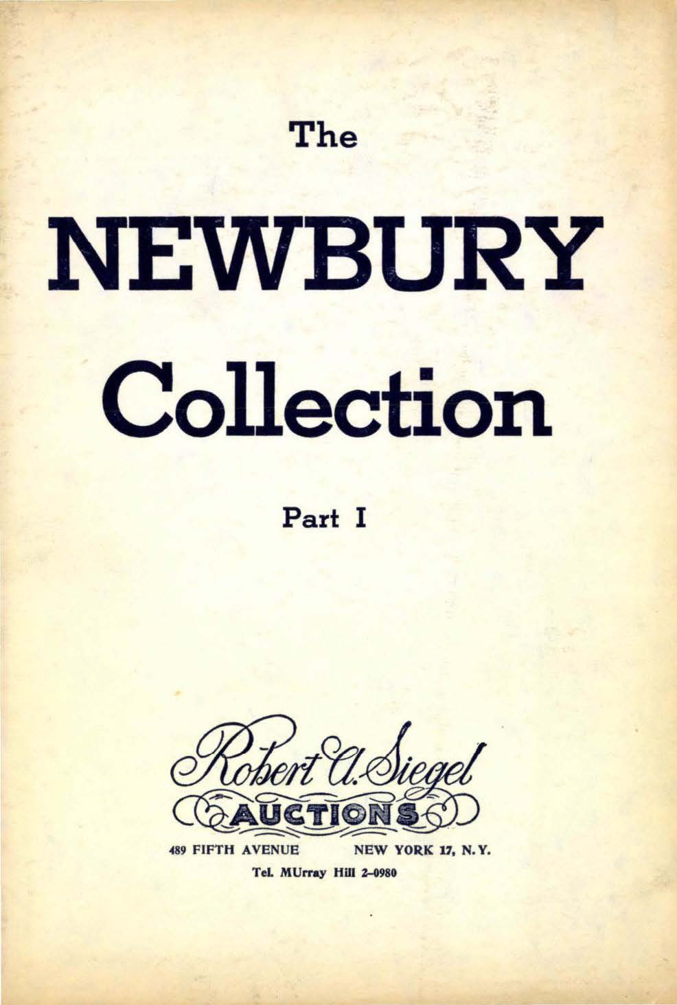 Newbury catalogue Sale 240 — Siegel Auction Galleries